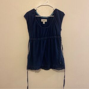 American Eagle Outfitters Vintage Y2K Dark Blue baby doll Blouse